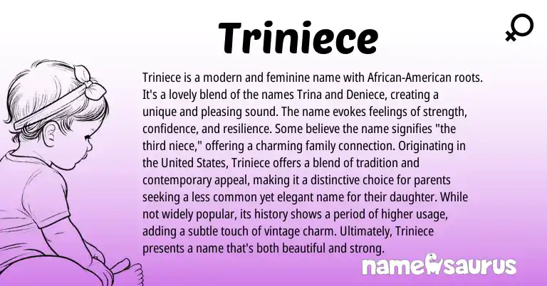 Infographic about Triniece name meaning, Triniece is a name from English, Other origin(s).