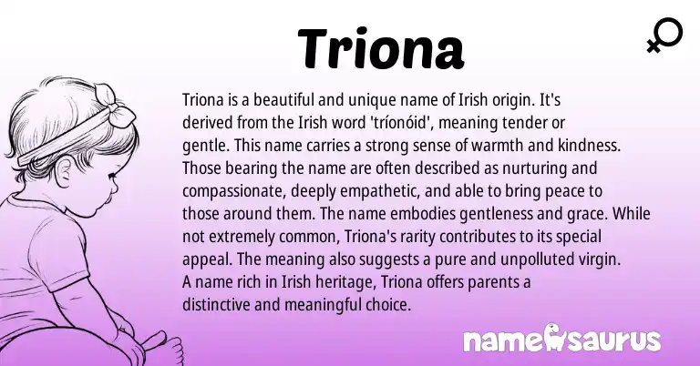 Infographic about Triona name meaning, Triona is a name from Gaelic, Irish origin(s).
