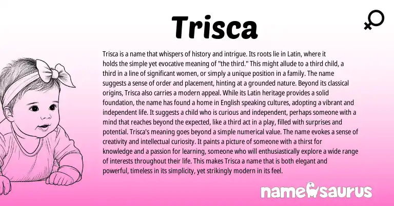 Infographic about Trisca name meaning, Trisca is a name from Latin, English origin(s).