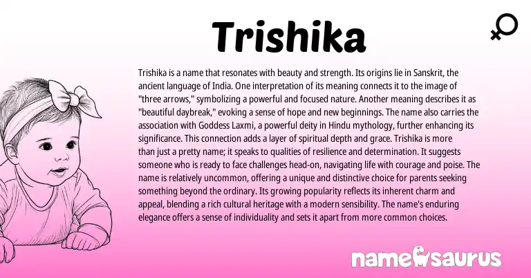 Infographic about Trishika name meaning, Trishika is a name from Hindi, Sanskrit origin(s).
