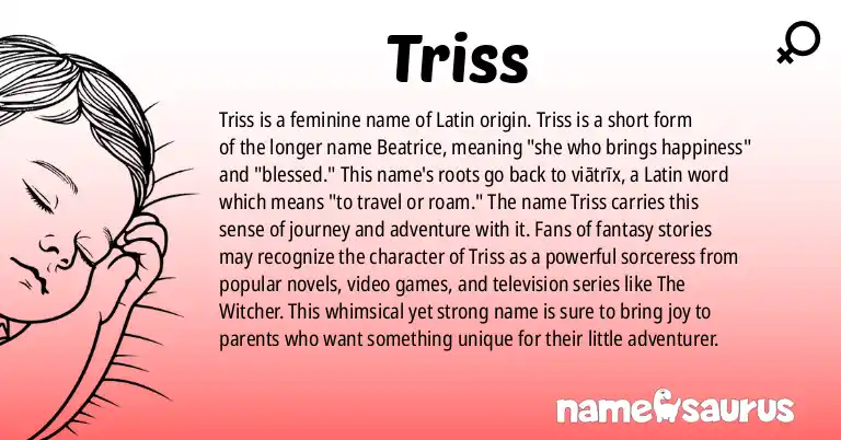 Infographic about Triss name meaning, Triss is a name from Latin origin(s).