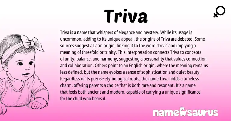 Infographic about Triva name meaning, Triva is a name from Latin origin(s).