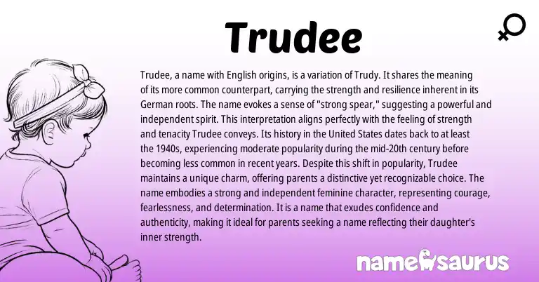 Infographic about Trudee name meaning, Trudee is a name from Germanic origin(s).