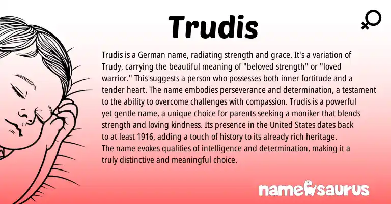 Infographic about Trudis name meaning, Trudis is a name from Germanic origin(s).