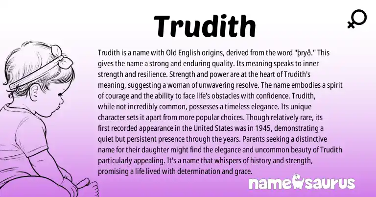 Infographic about Trudith name meaning, Trudith is a name from English origin(s).