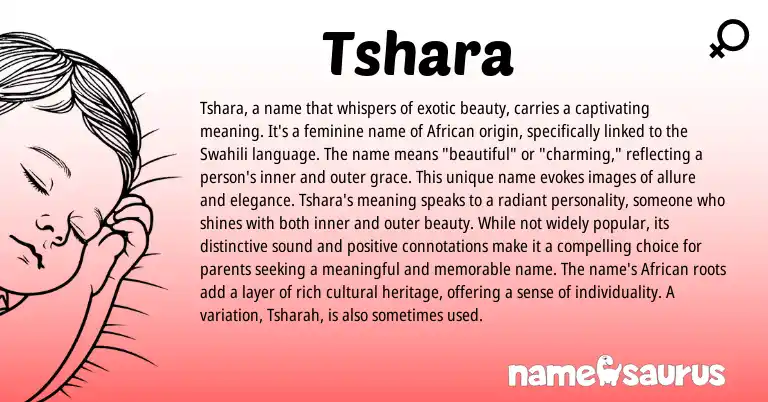 Infographic about Tshara name meaning, Tshara is a name from African origin(s).
