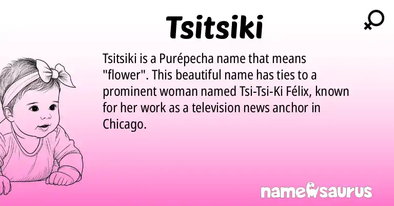 Infographic about Tsitsiki name meaning, Tsitsiki is a name from Purépecha origin(s).