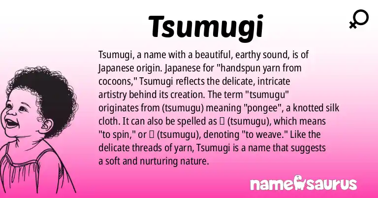 Infographic about Tsumugi name meaning, Tsumugi is a name from Japanese origin(s).