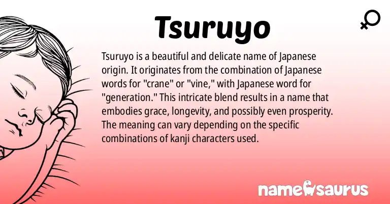 Infographic about Tsuruyo name meaning, Tsuruyo is a name from Japanese origin(s).