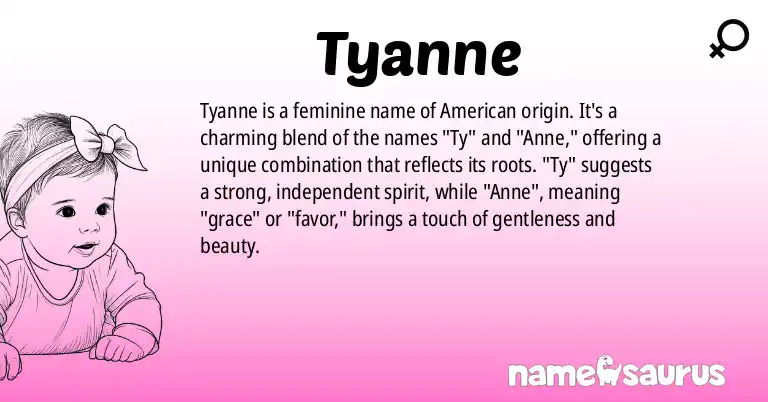 Infographic about Tyanne name meaning, Tyanne is a name from American origin(s).