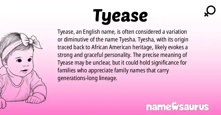 Infographic about Tyease name meaning, Tyease is a name from English origin(s).