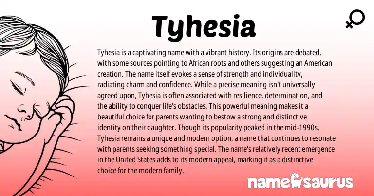 Infographic about Tyhesia name meaning, Tyhesia is a name from African origin(s).