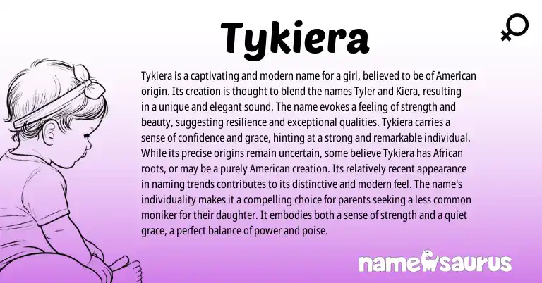 Infographic about Tykiera name meaning, Tykiera is a name from American origin(s).