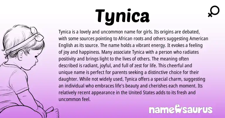 Infographic about Tynica name meaning, Tynica is a name from African origin(s).