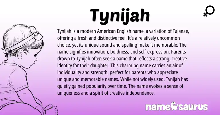 Infographic about Tynijah name meaning, Tynijah is a name from Other origin(s).