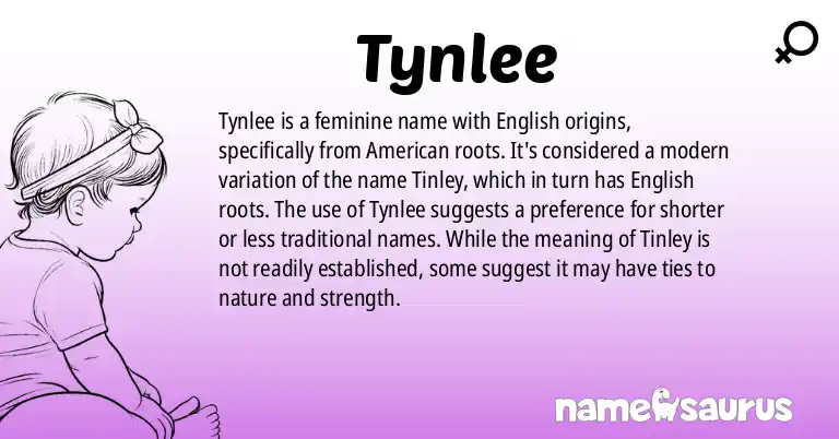 Infographic about Tynlee name meaning, Tynlee is a name from English (American) origin(s).