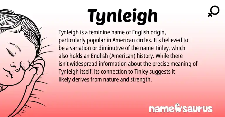 Infographic about Tynleigh name meaning, Tynleigh is a name from English (American) origin(s).