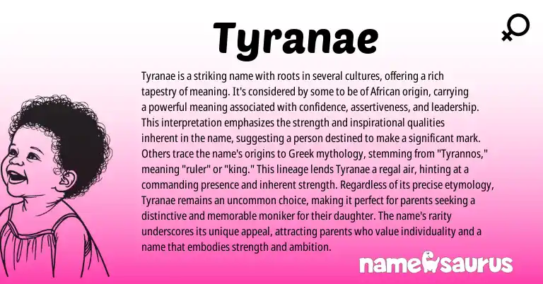 Infographic about Tyranae name meaning, Tyranae is a name from African origin(s).