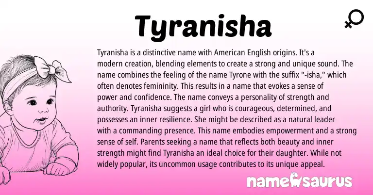 Infographic about Tyranisha name meaning, Tyranisha is a name from Other origin(s).