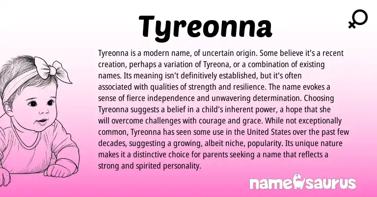 Infographic about Tyreonna name meaning, Tyreonna is a name from Other origin(s).