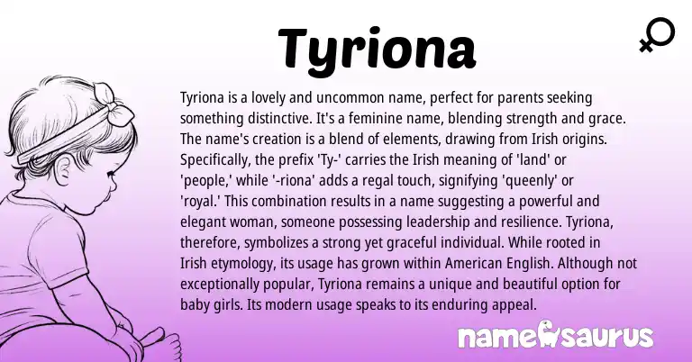 Infographic about Tyriona name meaning, Tyriona is a name from Irish origin(s).