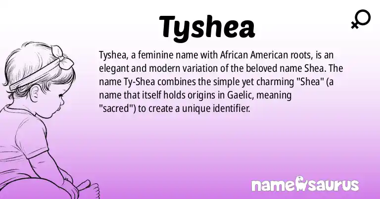 Infographic about Tyshea name meaning, Tyshea is a name from African American origin(s).