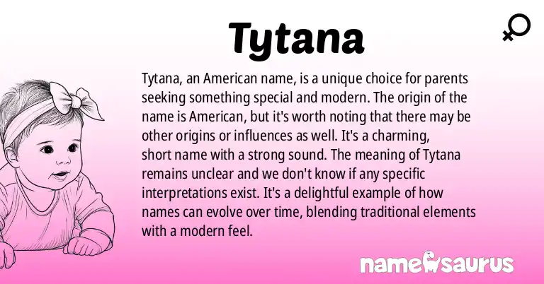 Infographic about Tytana name meaning, Tytana is a name from American origin(s).