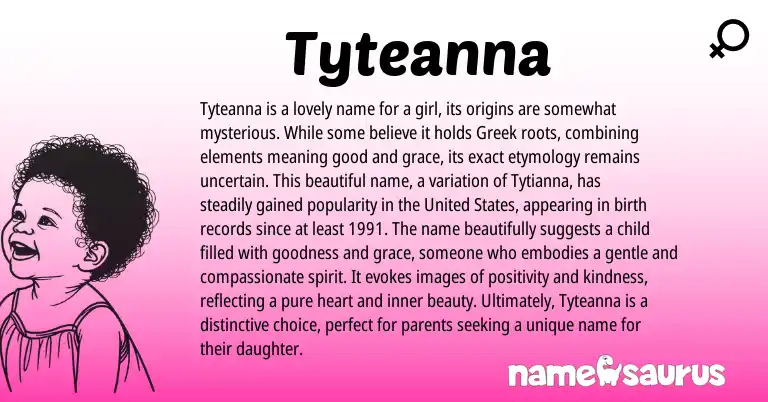 Infographic about Tyteanna name meaning, Tyteanna is a name from Greek origin(s).