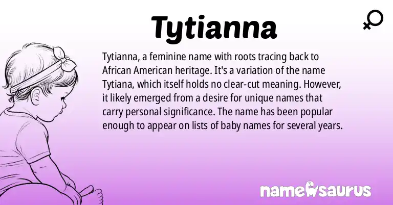 Infographic about Tytianna name meaning, Tytianna is a name from African American origin(s).