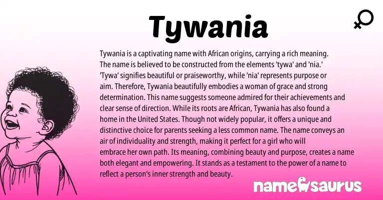 Infographic about Tywania name meaning, Tywania is a name from African origin(s).