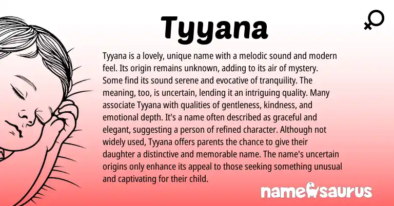 Infographic about Tyyana name meaning, Tyyana is a name from Other origin(s).