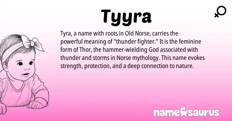 Infographic about Tyyra name meaning, Tyyra is a name from Old Norse, Norse origin(s).