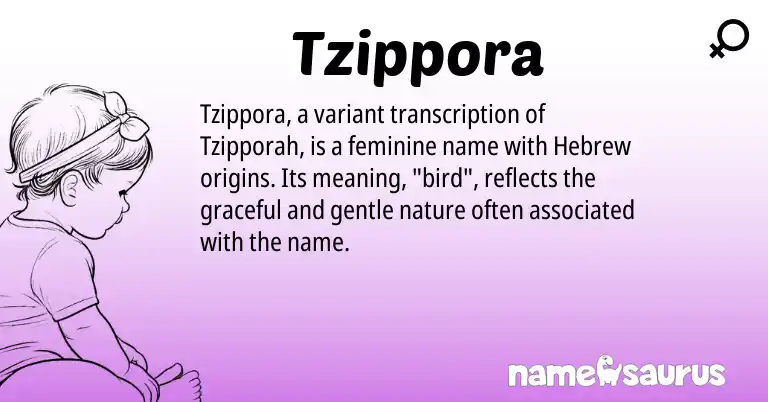 Infographic about Tzippora name meaning, Tzippora is a name from Hebrew origin(s).
