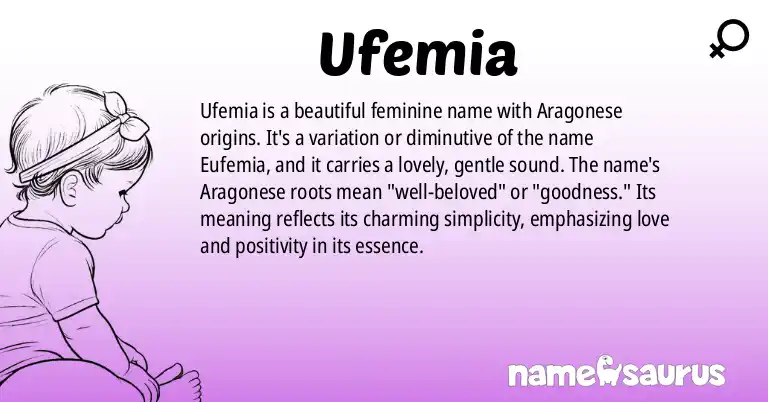 Infographic about Ufemia name meaning, Ufemia is a name from Aragonese origin(s).