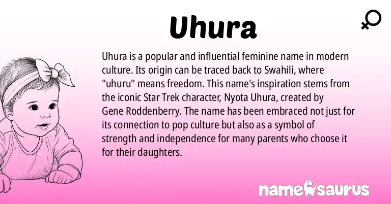 Infographic about Uhura name meaning, Uhura is a name from Popular Culture origin(s).