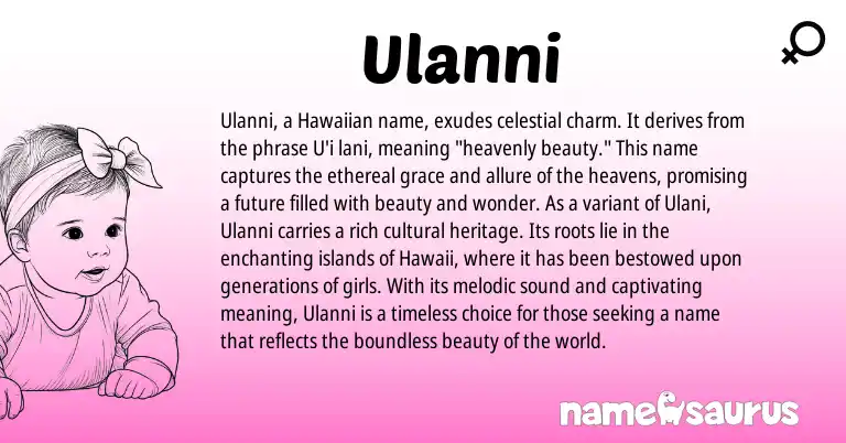 Infographic about Ulanni name meaning, Ulanni is a name from Hawaiian origin(s).
