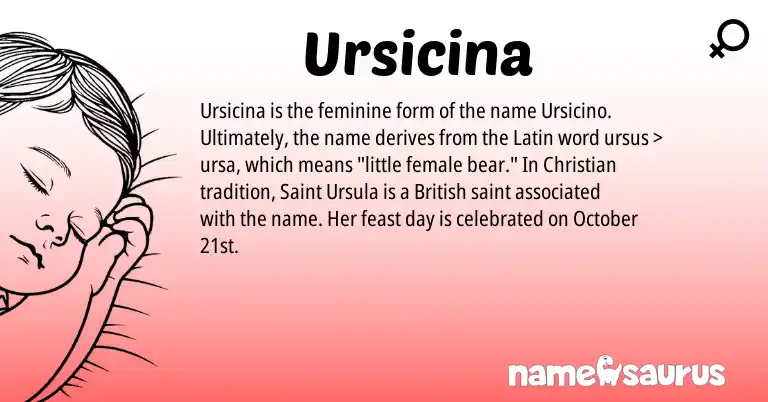 Infographic about Ursicina name meaning, Ursicina is a name from British, Latin origin(s).
