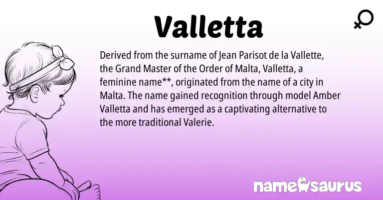 Infographic about Valletta name meaning, Valletta is a name from N/A origin(s).
