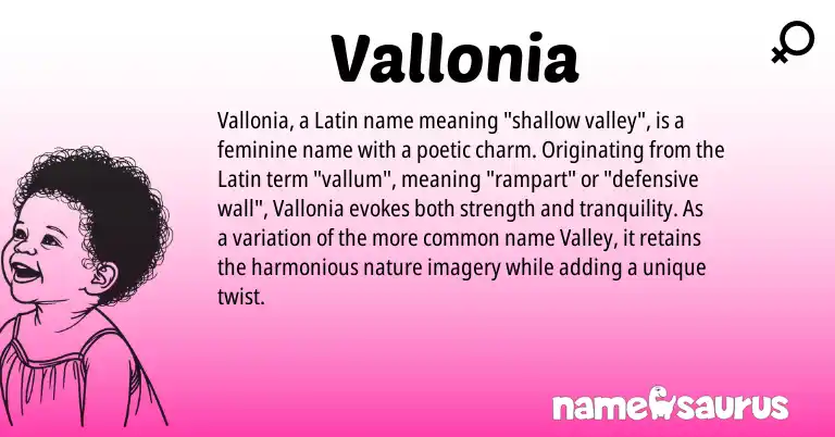 Infographic about Vallonia name meaning, Vallonia is a name from Latin origin(s).