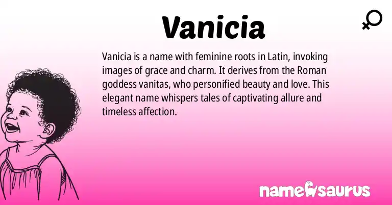 Infographic about Vanicia name meaning, Vanicia is a name from Latin origin(s).