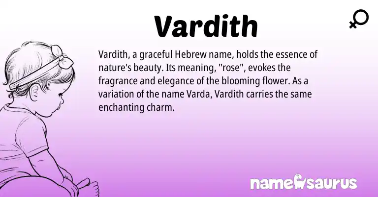 Infographic about Vardith name meaning, Vardith is a name from Hebrew origin(s).