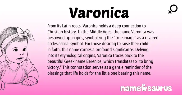 Infographic about Varonica name meaning, Varonica is a name from Latin, Greek origin(s).
