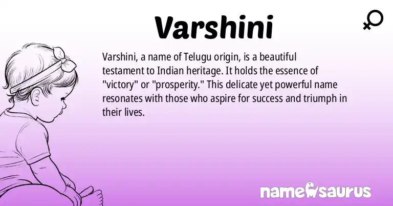 Infographic about Varshini name meaning, Varshini is a name from Telugu origin(s).