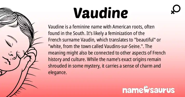 Infographic about Vaudine name meaning, Vaudine is a name from American (South) origin(s).