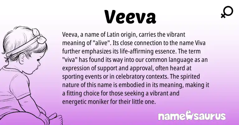 Infographic about Veeva name meaning, Veeva is a name from Latin origin(s).