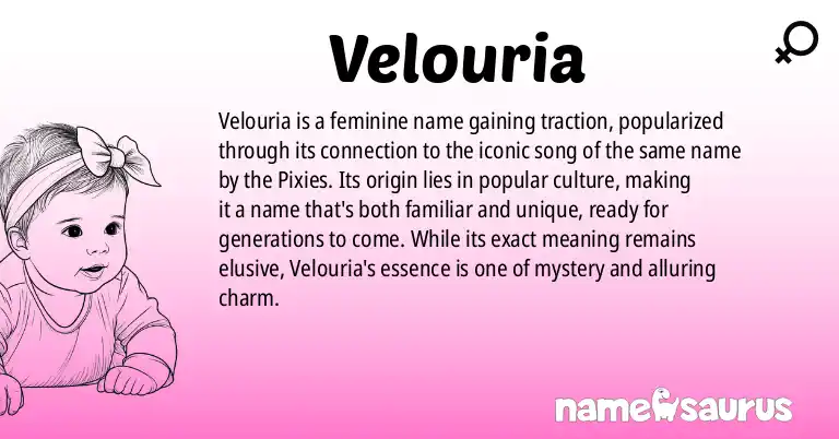 Infographic about Velouria name meaning, Velouria is a name from Popular Culture origin(s).