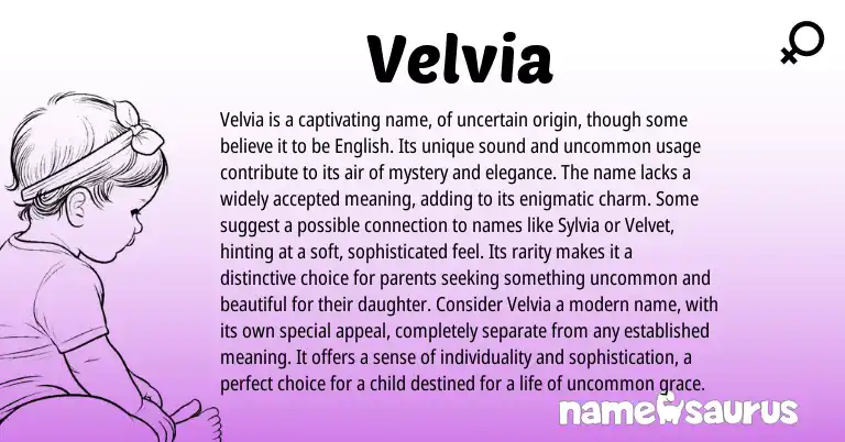 Infographic about Velvia name meaning, Velvia is a name from Other origin(s).