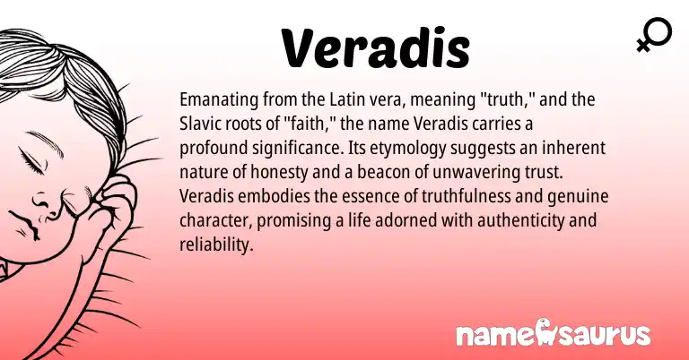 Infographic about Veradis name meaning, Veradis is a name from Slavic, Latin origin(s).