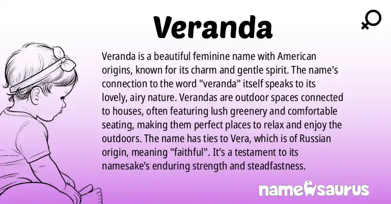 Infographic about Veranda name meaning, Veranda is a name from American origin(s).