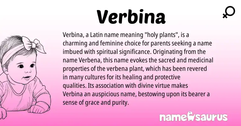 Infographic about Verbina name meaning, Verbina is a name from Latin origin(s).